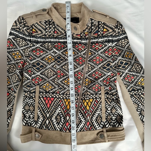 BCBGMAXAZRIA Womens Aztec Tribal Print Zip Ziggy Woven Moto Jacket Size XS NWOT - Picture 14 of 14